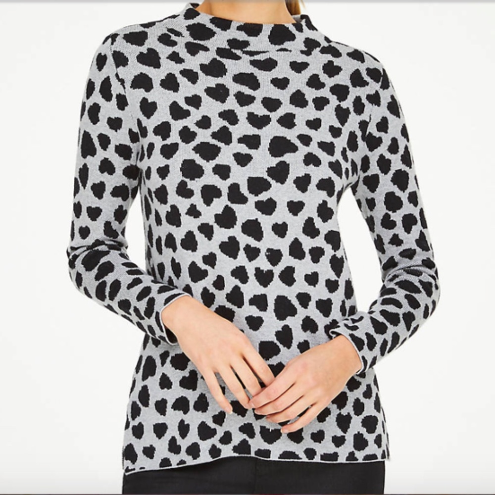 NWT LOFT heart mock neck sweater